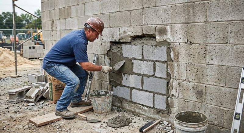Cinder Block Wall Repair in Bertram, TX