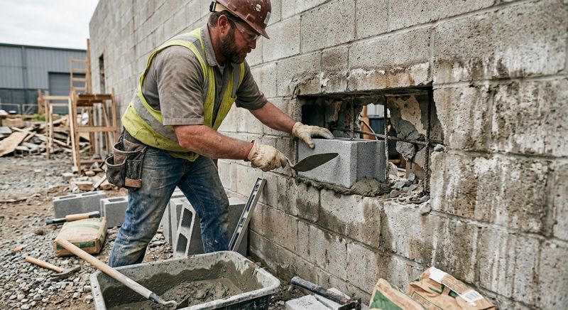 Cinder Block Wall Repair in Cedar Park, TX