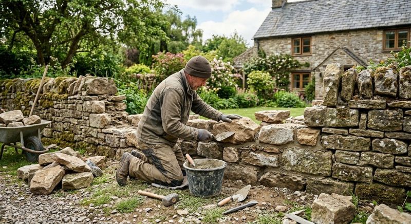 Stone Wall Repair in Georgetown, TX