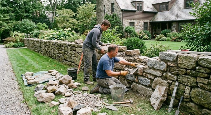Stone Wall Repair in Georgetown, TX